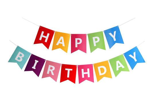 FECEDY colorful banner with happy birthday letters for outdoor parties