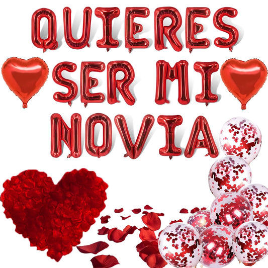 Fecuheko QUIERES SER MI NOVIA 16-inch letter balloons for a romantic proposal.