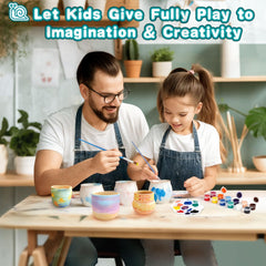 Fedonak apron, sponge, and palette keep kids clean while painting.