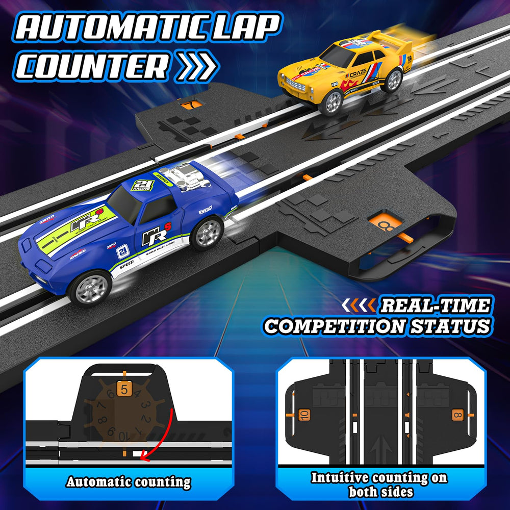 Fedonak dual-lane slot car track designed for two players
