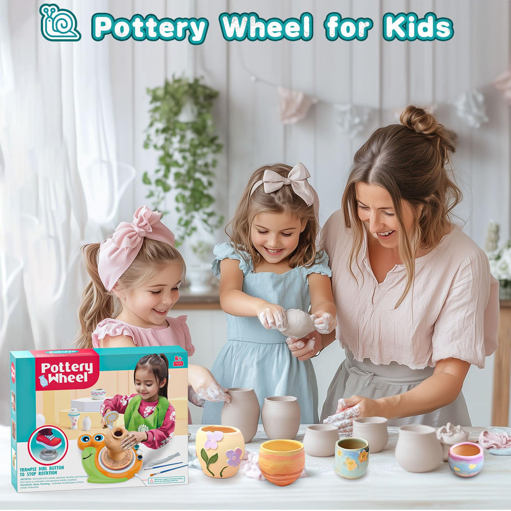 Fedonak water tray facilitates easy cleanup during mini pottery sessions.