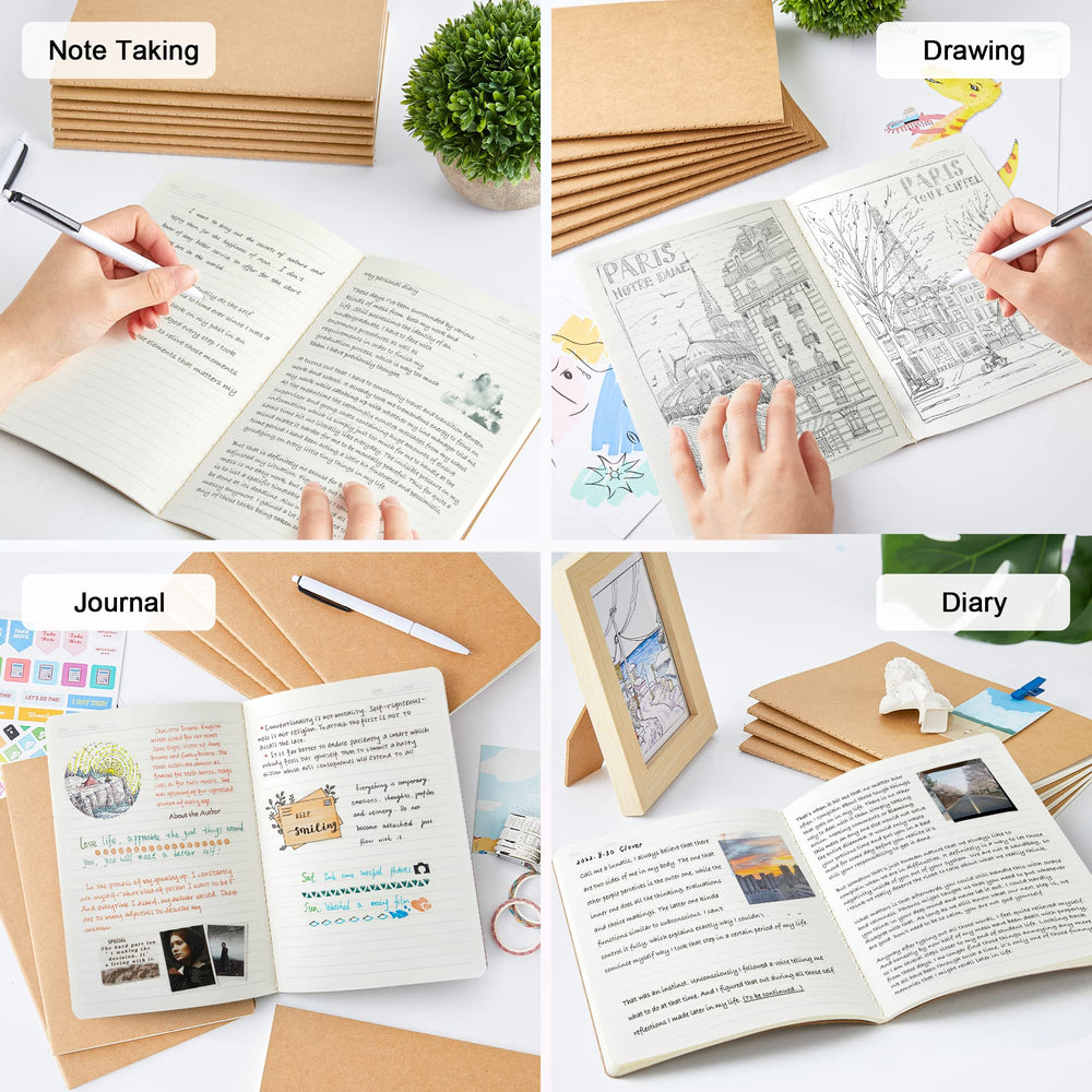Feela kraft notebook in hand shows portable everyday writing for school or work.
