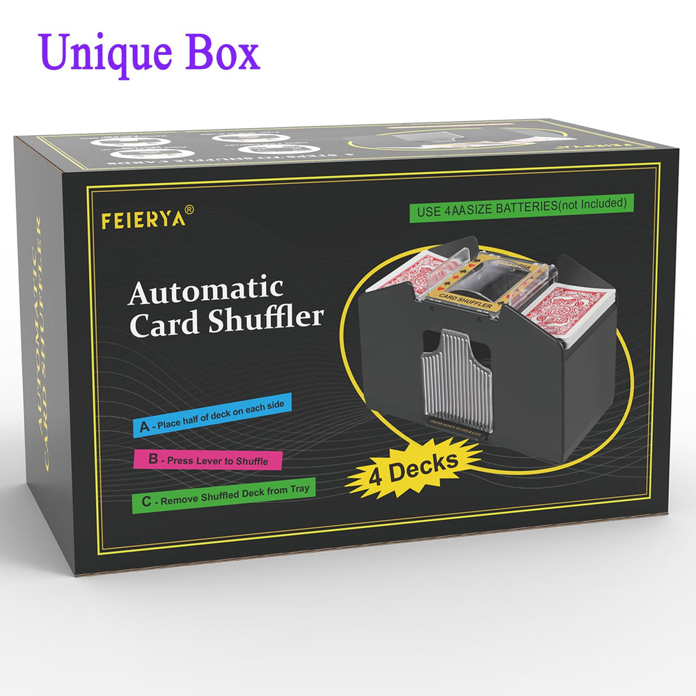 FEIERYA shuffler output area with shuffled decks ready to play.
