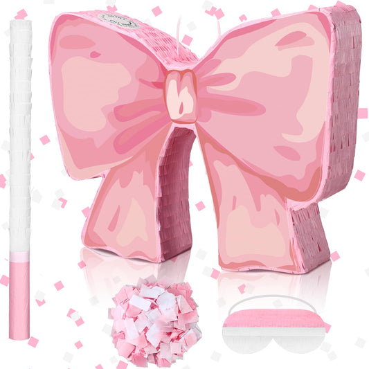 Feifeiya Coquette pink bow pinata ready for interactive party games and treats.