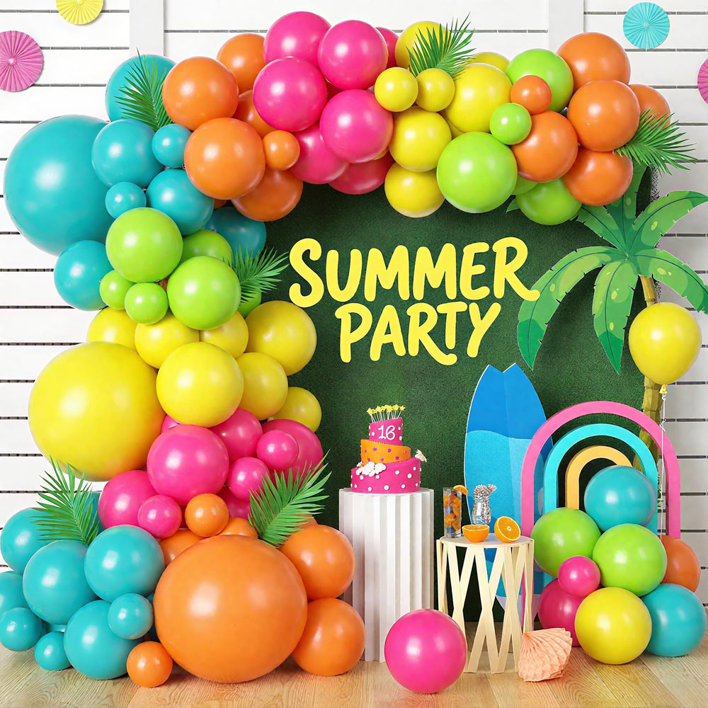 FEYG Summer Tropical balloon arch kit: vibrant colors for festive party decor