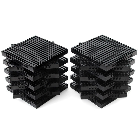 Feleph base brick 16x16 black plate with holes and pins for pixel art projects.