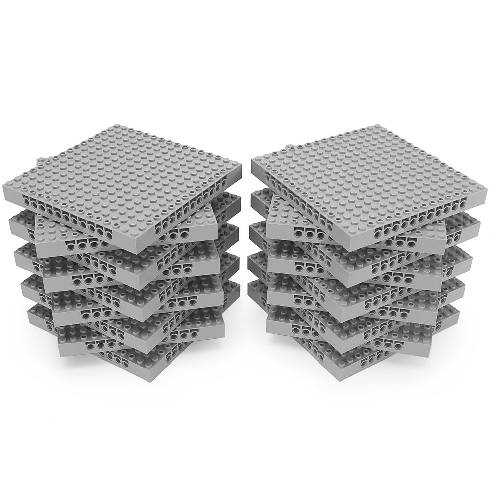 Feleph base brick 16x16 light bluish gray plate with holes and pins for versatile builds.