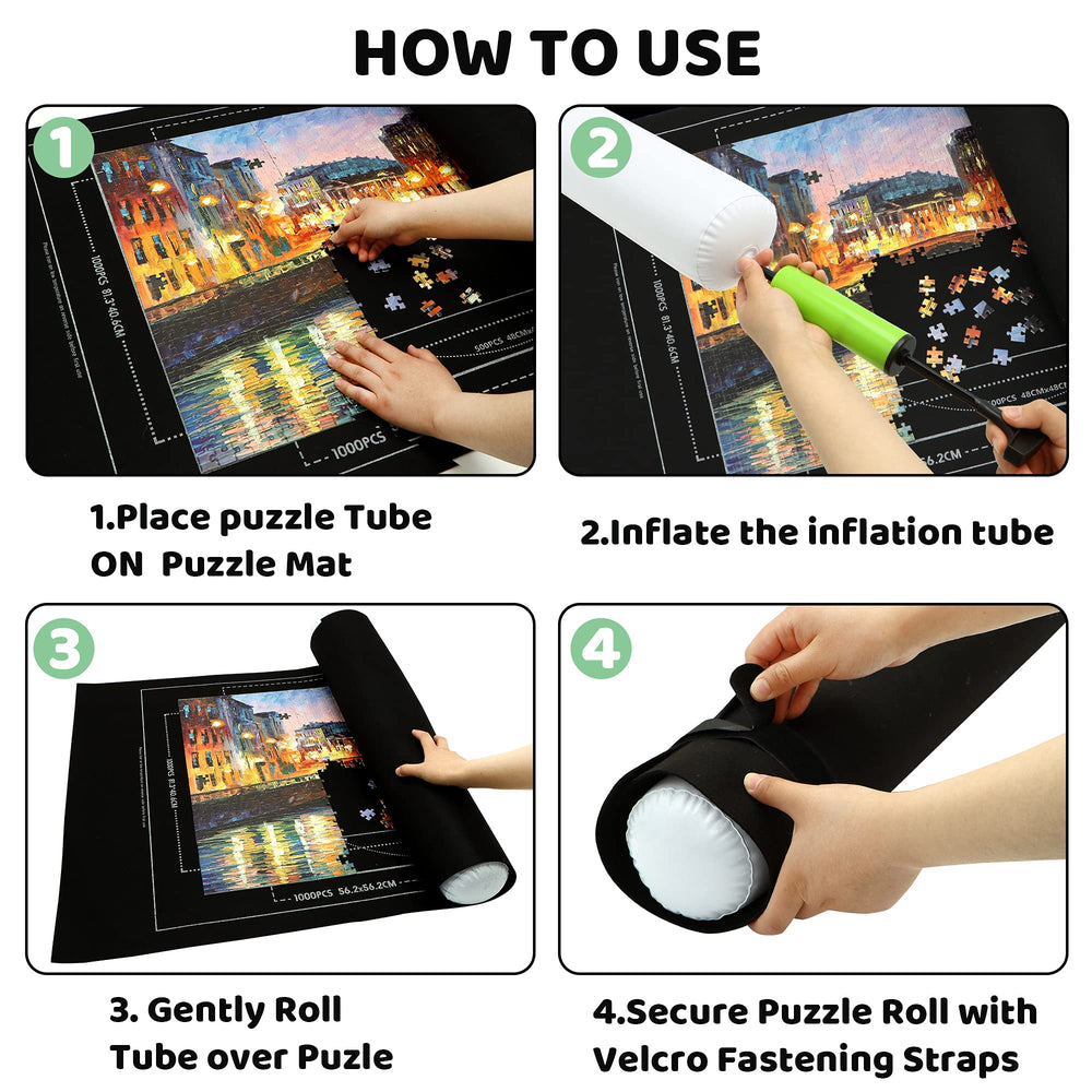 FELIZROCA sorting trays positioned beside puzzle mat for organized pieces