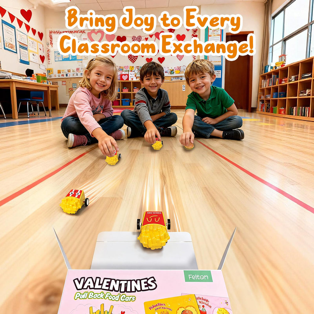 Feltom pull-back burger toy in bright colors with smooth edges.
