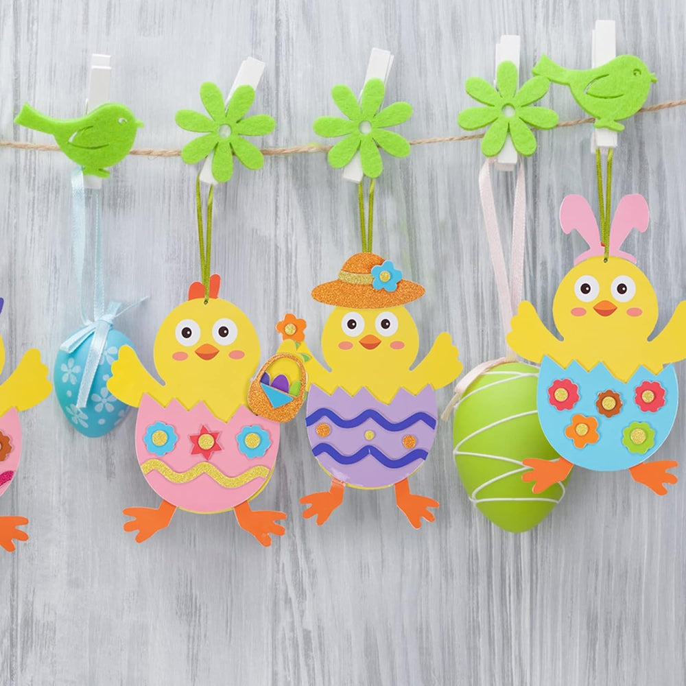 Fennoral Easter tree decoration idea featuring foam chick stickers
