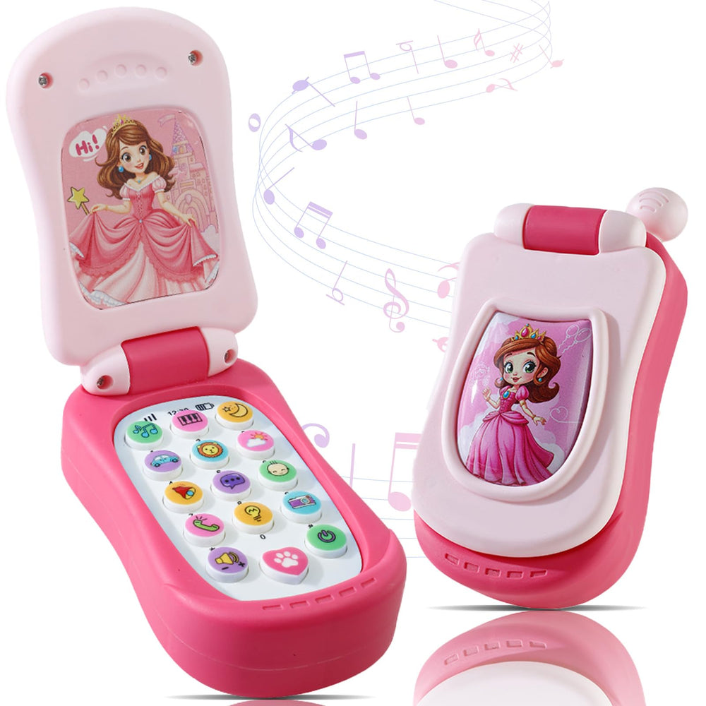 FENYAN baby cell phone toy with flip action promotes imaginative play and fine motor skills.