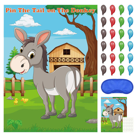 FEPITO pin the tail poster on wall, ideal kids party entertainment.