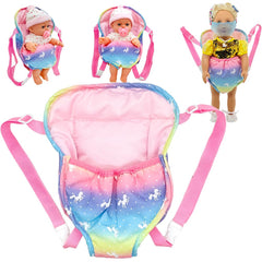 Ferberbears Rainbow doll carrier adjustable straps ensure a snug fit for 12-18 inch dolls.