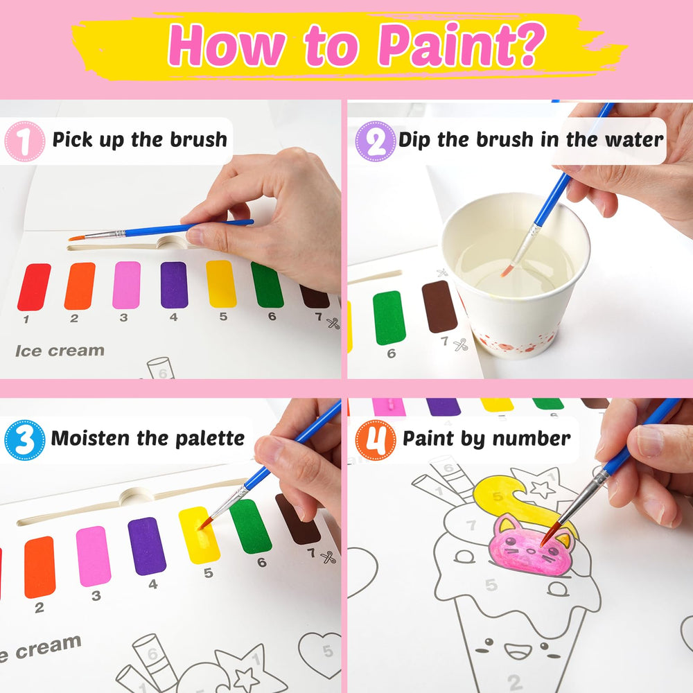 FEREDO KIDS coloring book shows 7-color palette on each page for easy color mixing.