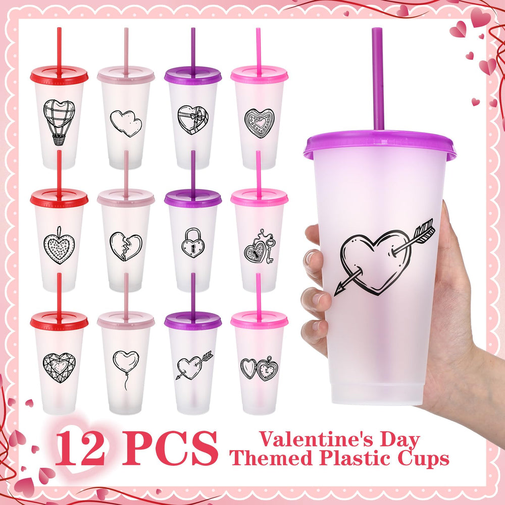 Purple Ferrochef Valentine cup with straw for easy sipping
