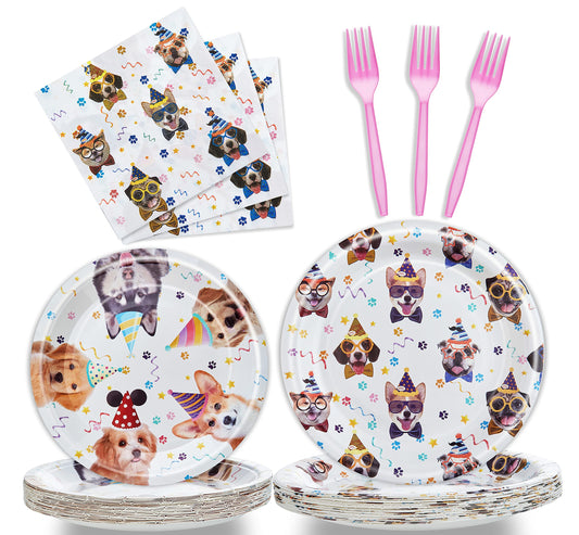 Fesciory dog party plates 7inch for sturdy kid-friendly dining at events