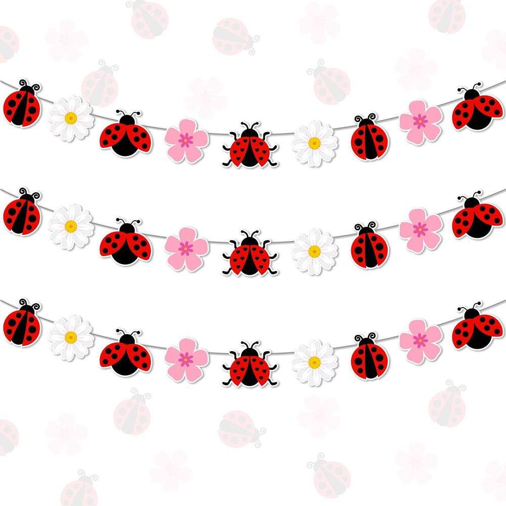 Festiblast daisy ladybug banner set 1 adds vibrant spring color to baby showers