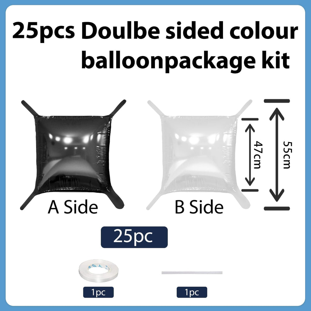 FEYG black-white square balloons create chic contrast on party walls