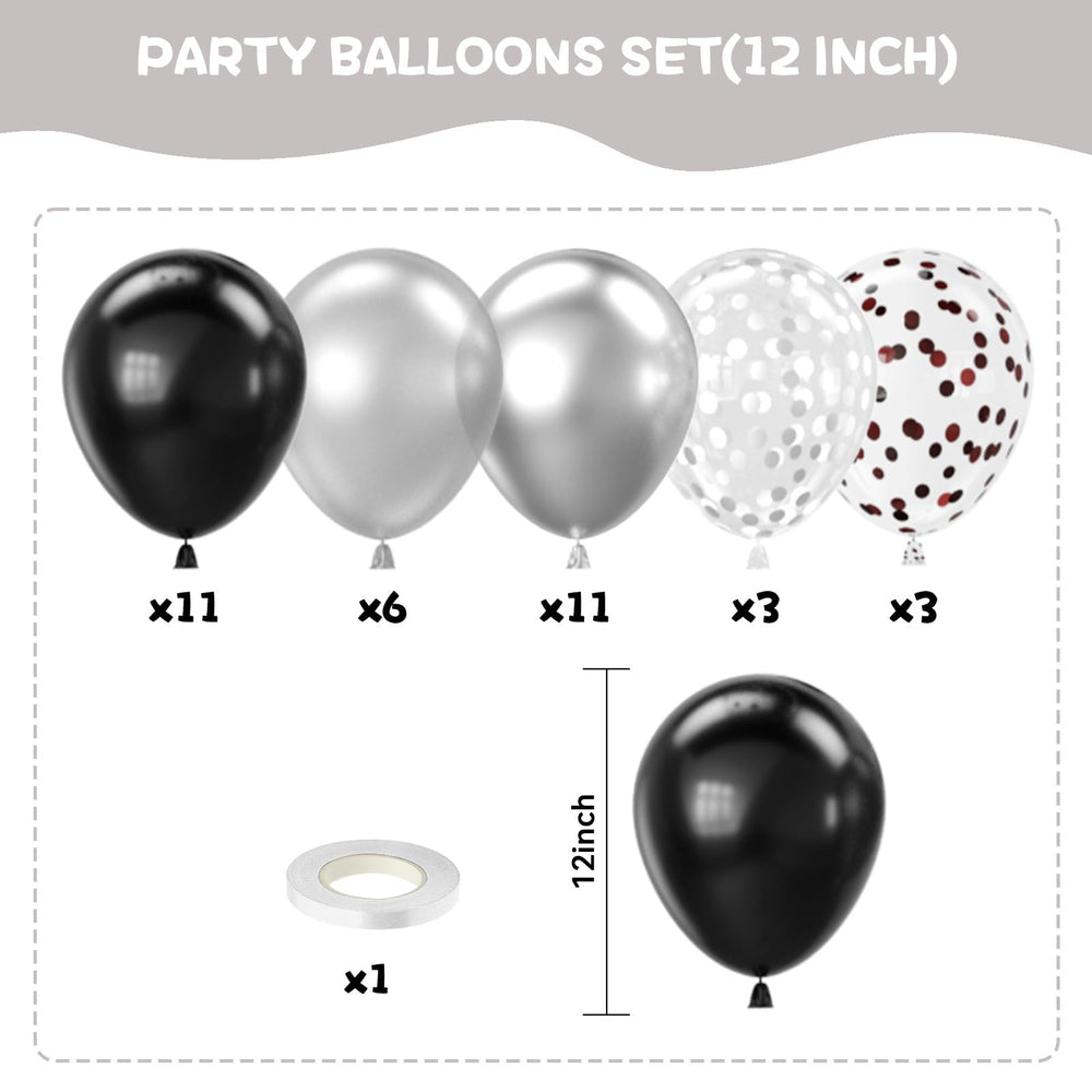 FEYG confetti balloon in black and silver ideal for events