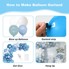 FEYG Dusty Blue Balloon Arch Kit wedding display with elegant color blend