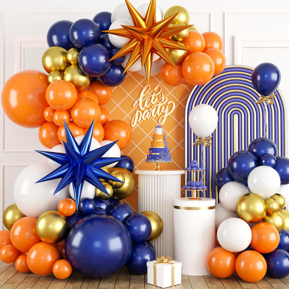 FEYG orange and blue balloon arch kit packaging shows ready-to-use party upgrade.