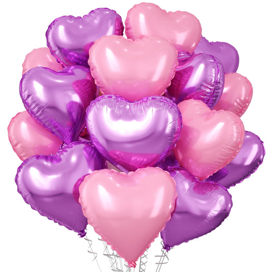 FEYG pink purple heart balloons 18inch for romantic Valentineβs decor and photos.