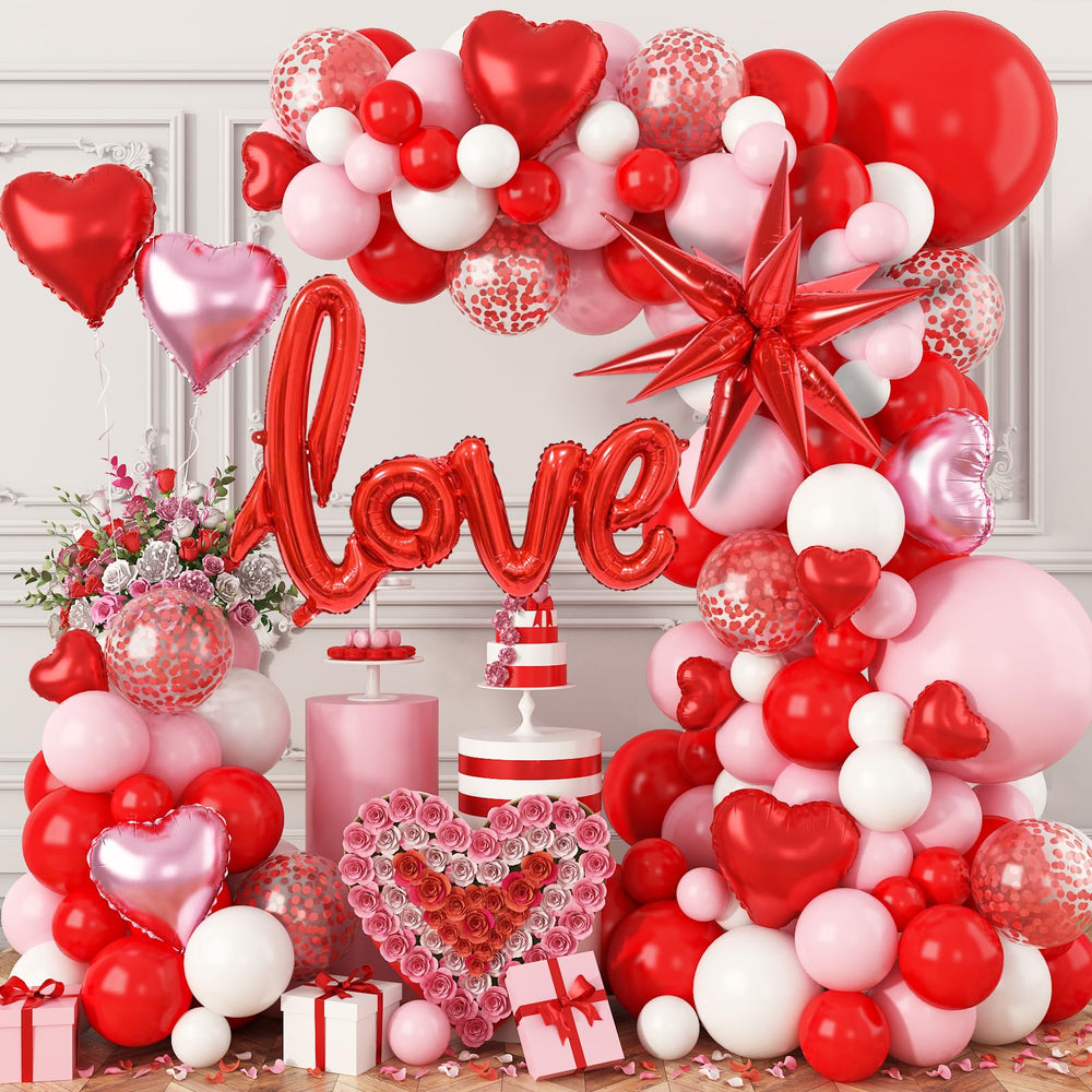 FEYG Valentines balloon arch kit enhances romantic celebrations.