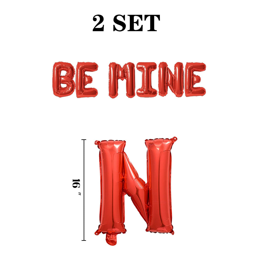 Fezava BE MINE balloon arch decor using 16-inch red letters creates an eye-catching party backdrop.
