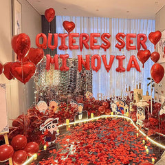 Fezava foil letter balloons banner 34pcs 16inch perfect for eye-catching Valentine decor.