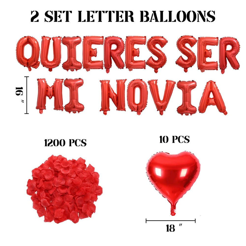 Fezava quieres ser mi novia 18-inch heart balloons adding playful romance to any room.