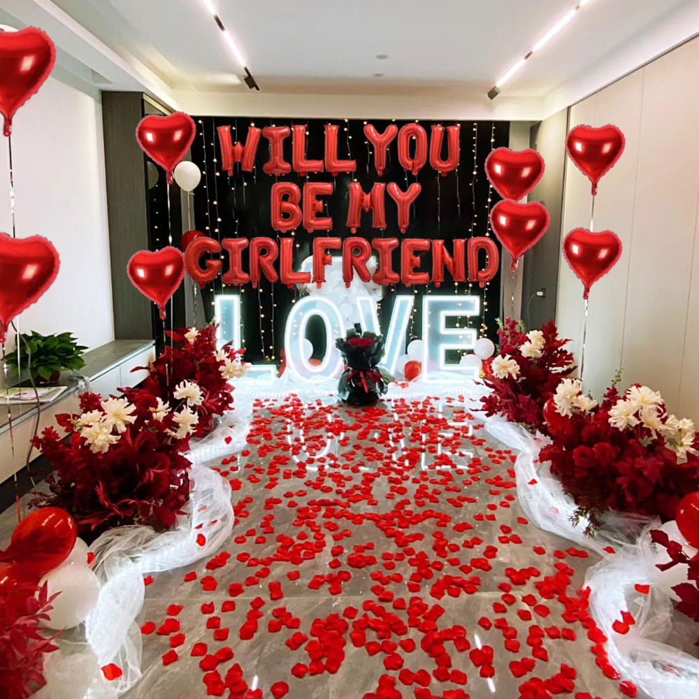 Fezava romantic table centerpiece ideas using petals and balloons