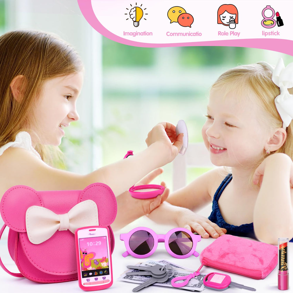 FFTROC crossbody purse for girls keeps pretend accessories organized during outings.
