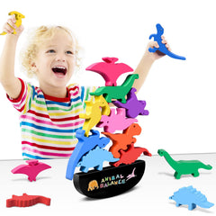 FFTROC Montessori dinosaur stacking blocks promote concentration and fine motor development.