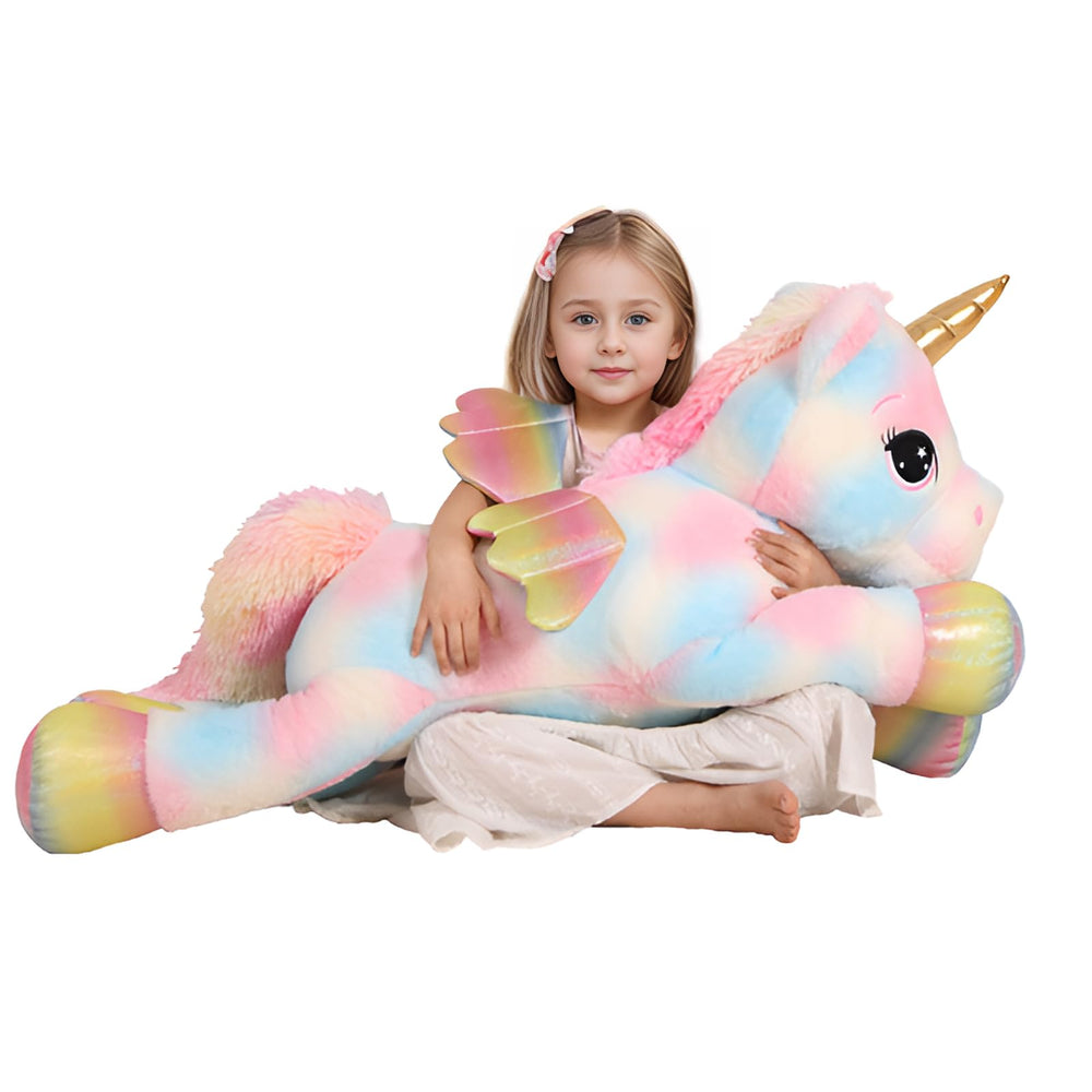 FFxiong giant unicorn plush close-up shows soft fabric