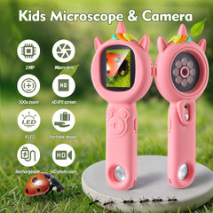 FHskFH Kids Microscope shows 500x magnification for tiny detail discovery.