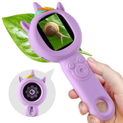 FHskFH Kids Microscope with dual camera for quick switching between viewing and recording discoveries.