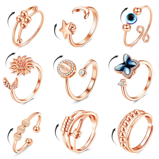 FIBO STEEL sunflower fidget ring for daily wear and focus.