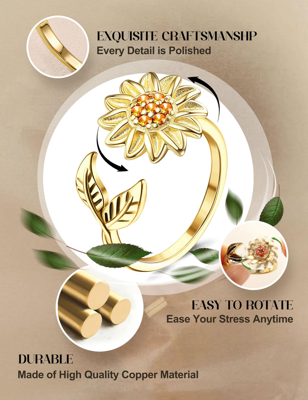 FIBO STEEL butterfly ring offers stylish charm and quiet focus on the go.