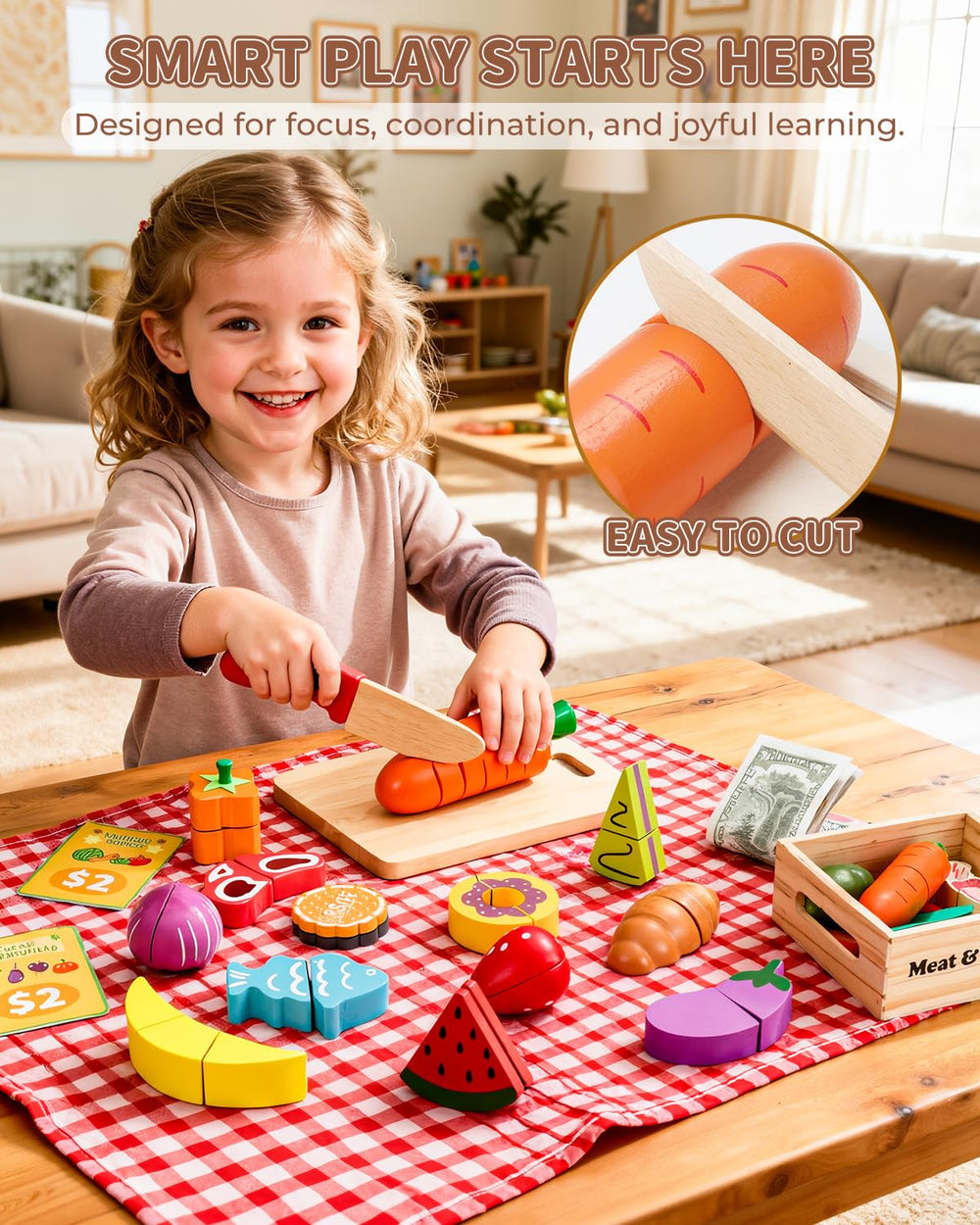 Fiderix safe, durable wooden design with rounded edges for little hands.
