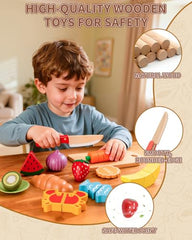 Fiderix wooden fruits and vegetables set for safe, durable kitchen role play.