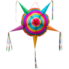 Fiesta Wraps Mexican pinata star 32-inch serves as a striking birthday centerpiece.