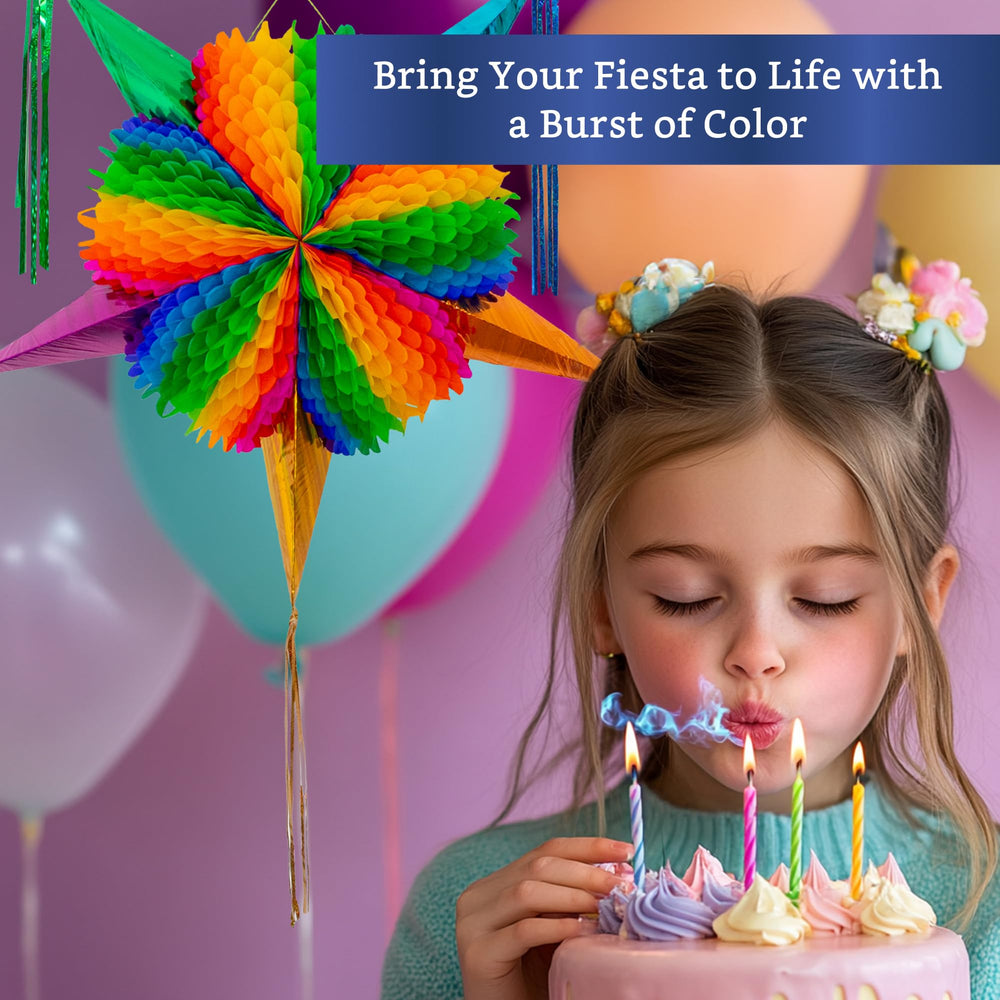 Fiesta Wraps multi-color tissue details enhance vibrant party decor.