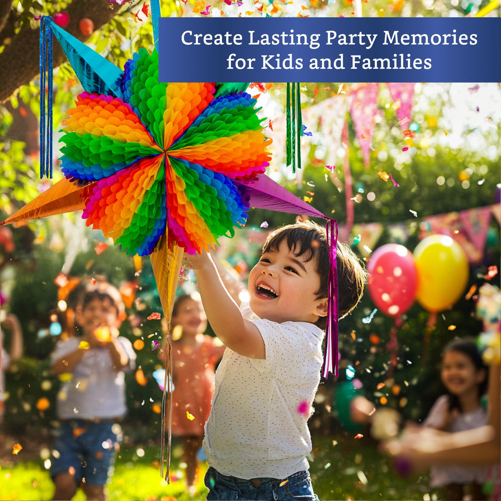 Fiesta Wraps rainbow pinata interior holds up to 3 lbs of candy or favors.