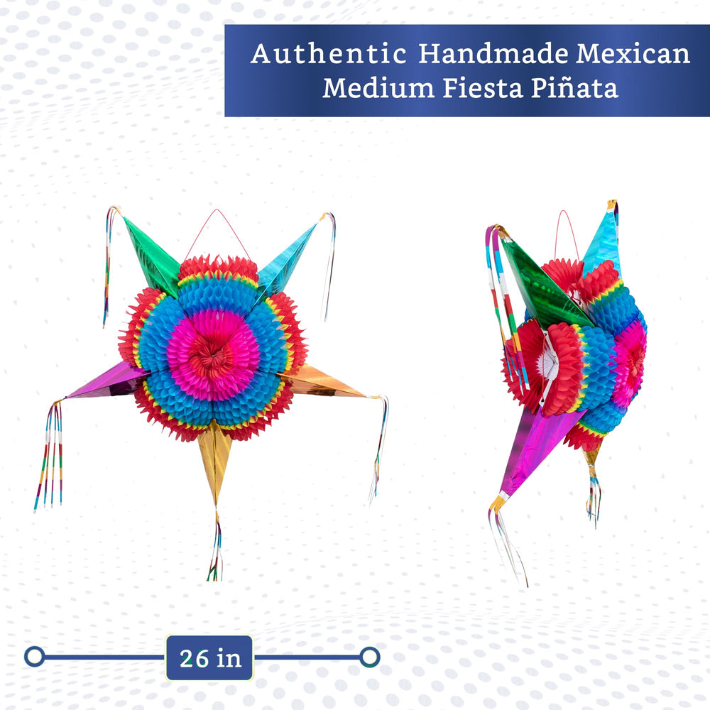 Fiesta Wraps pinata star 26in close-up tissue paper detailing vibrant color