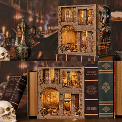 Fifijoy Book Nook color illustrated manual guides assembly.