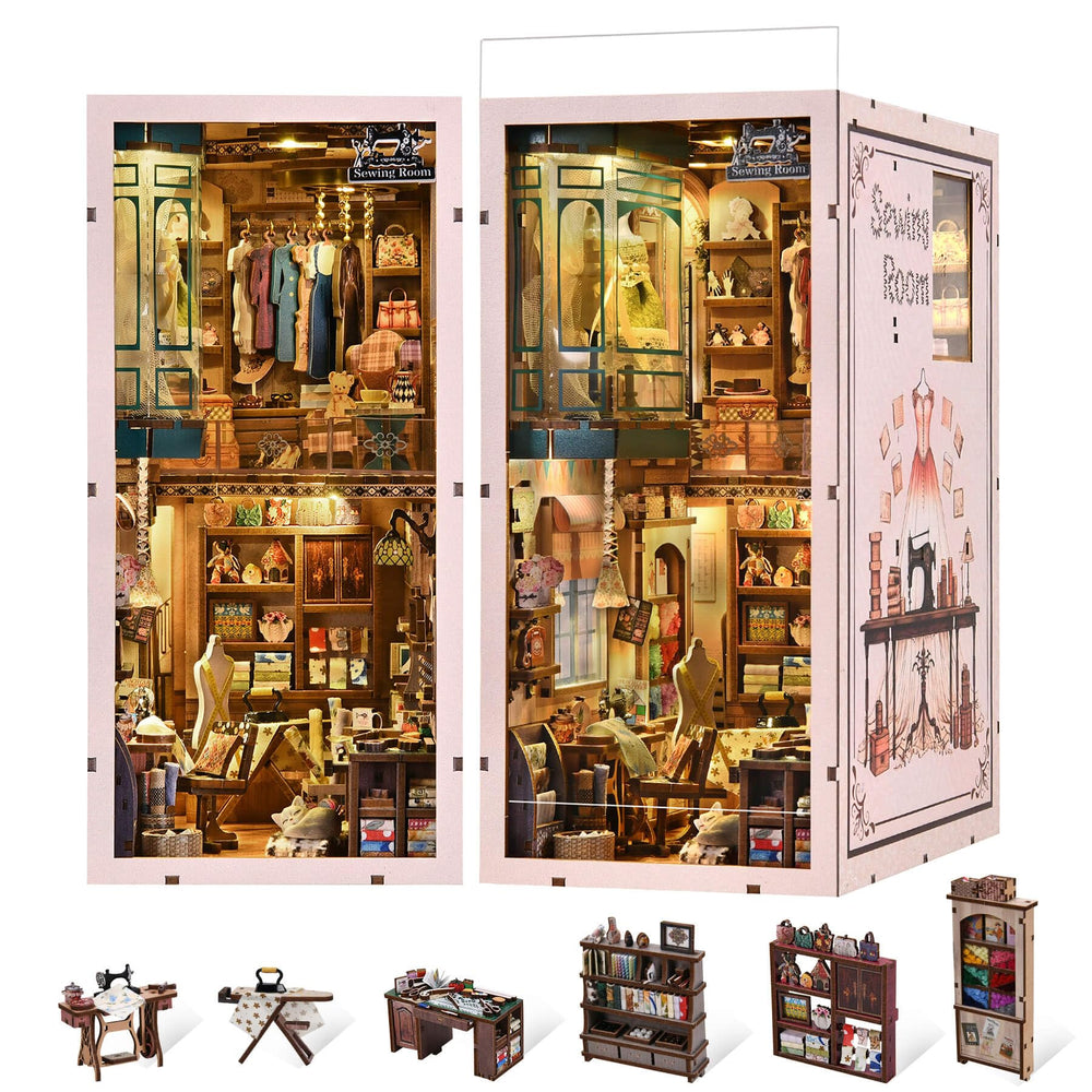 fifijoy Book Nook Kit sewing room wall hanging highlights a cozy craft display