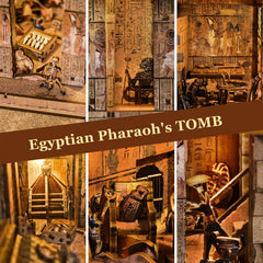 Fifijoy Book Nook wall paintings add Egyptian ambiance to your bookshelf.