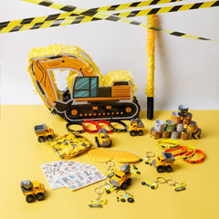 FIGEPO construction-theme party setup featuring the pinata as centerpiece and decor.