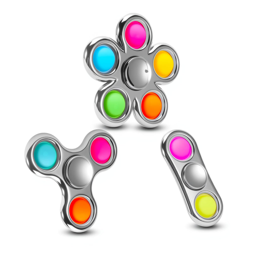 Figrol 3-pack fidget spinner in silver for focus and calm play.