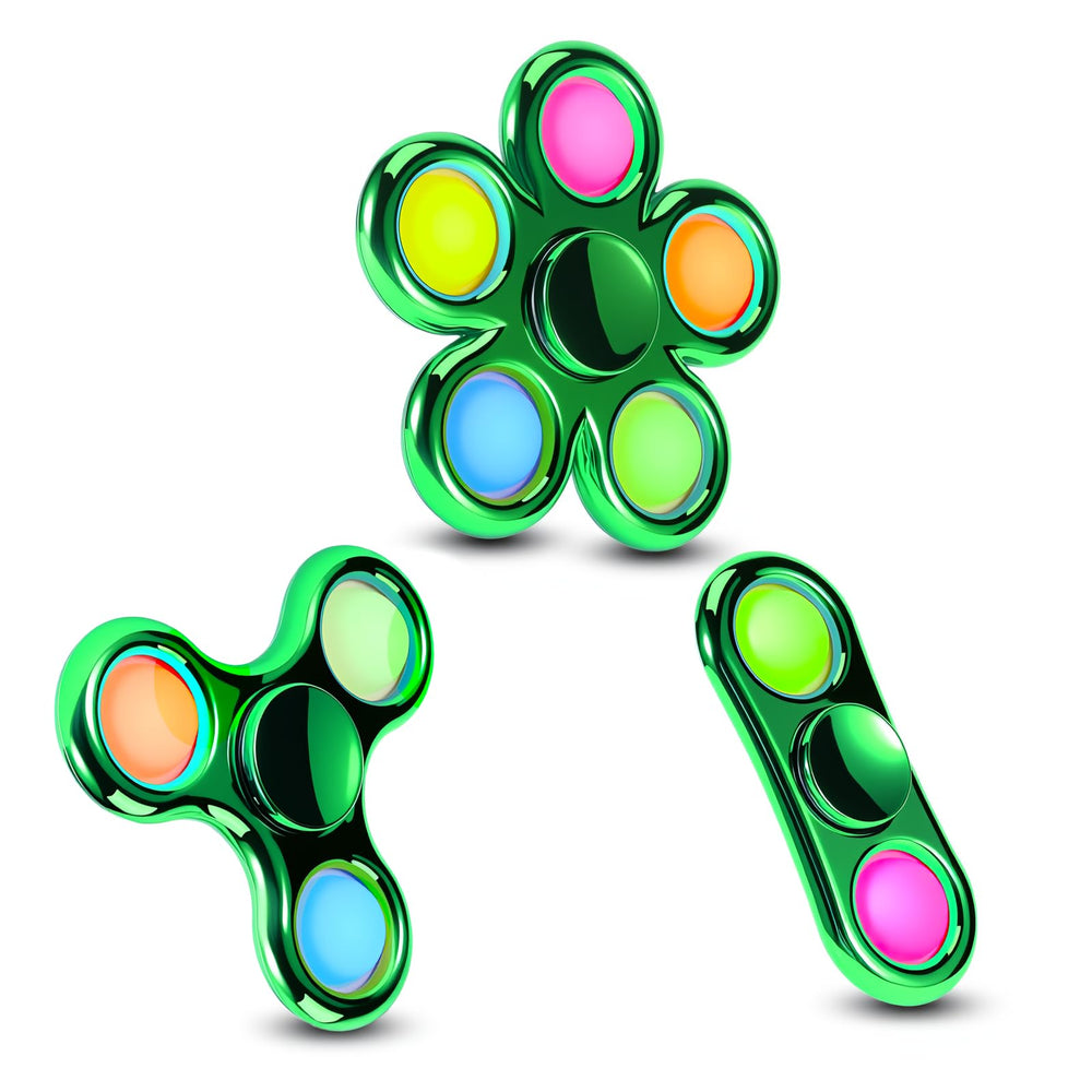 FIGROL 3-pack Pop Fidget Spinner green for on-the-go stress relief
